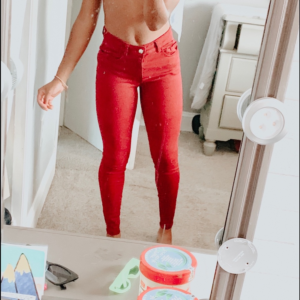 maroon zara jeans
